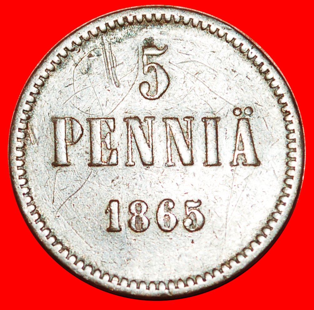  · ALEXANDER II (1855-1881): FINLAND (russia, the USSR)★5 PENCE 1865 UNCOMMON★LOW START ★ NO RESERVE!   
