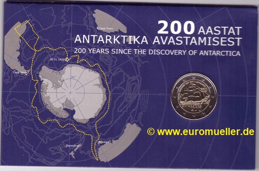Estland 2 Euro Gedenkmünze 2020...Antarktis...bu.   