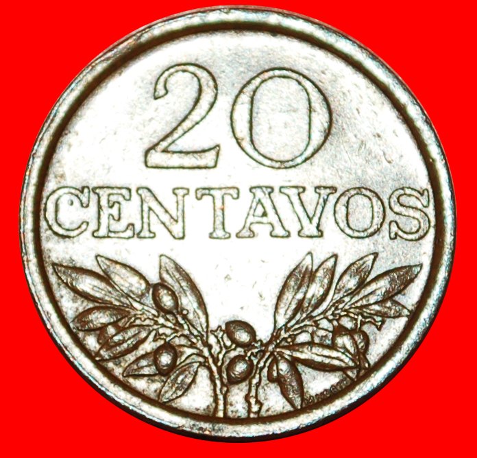  * OLIVEN: PORTUGAL ★ 20 CENTAVOS 1974! STEMPELDREHUNG 180°! OHNE VORBEHALT!   