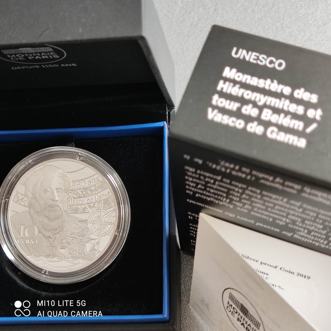  Frankreich 10 Euro Silber 2019 proof UNESCO 500 Jahre Turm zu Belem / 550. Geb. Vasco de Gama   