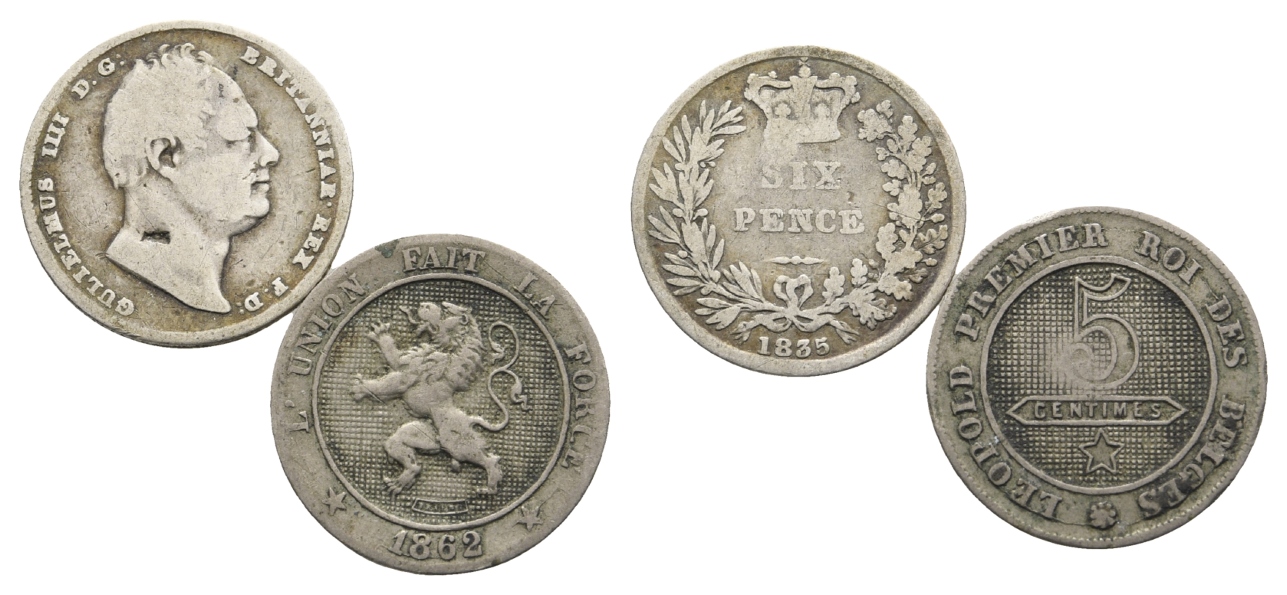  Ausland; Großbritannien; 2 Kleinmünzen 1835/1862   