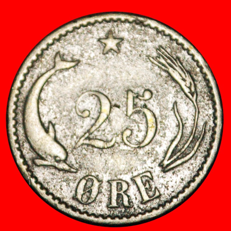  * PORPOISE (1874-1905):DENMARK★25 ORE 1900/1800 SILBER★Christian IX (1863-1906) LOW START★NO RESERVE   