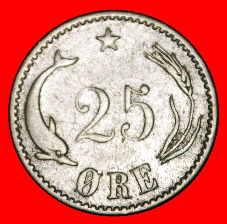 * SCHWEINWALE (1874-1905): DÄNEMARK ★ 25 OERE 1905 SILBER! Christian IX. (1863-1906) OHNE VORBEHALT!