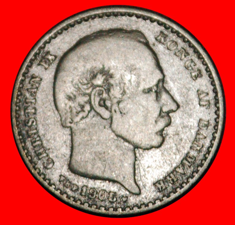  * PORPOISE (1874-1905): DENMARK★25 ORE 1905 SILVER! Christian IX (1863-1906) LOW START!★ NO RESERVE!   