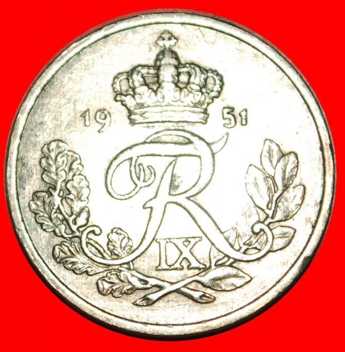  * MONOGRAM (1948-1960): DENMARK ★ 25 ORE 1951! FREDERICK IX (1899-1972) LOW START! ★ NO RESERVE!   