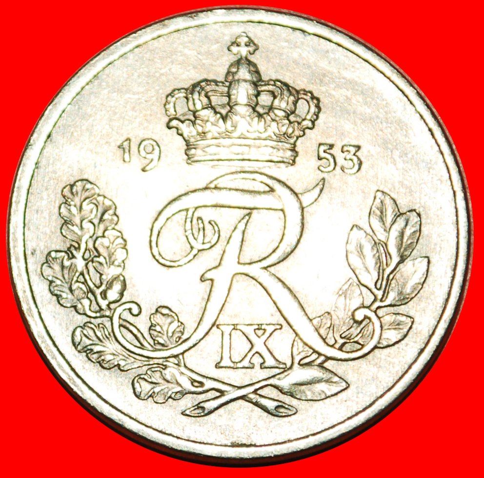 * MONOGRAMM (1948-1960): DÄNEMARK ★ 25 OERE 1953! FREDERIK IX. (1899-1972) OHNE VORBEHALT!