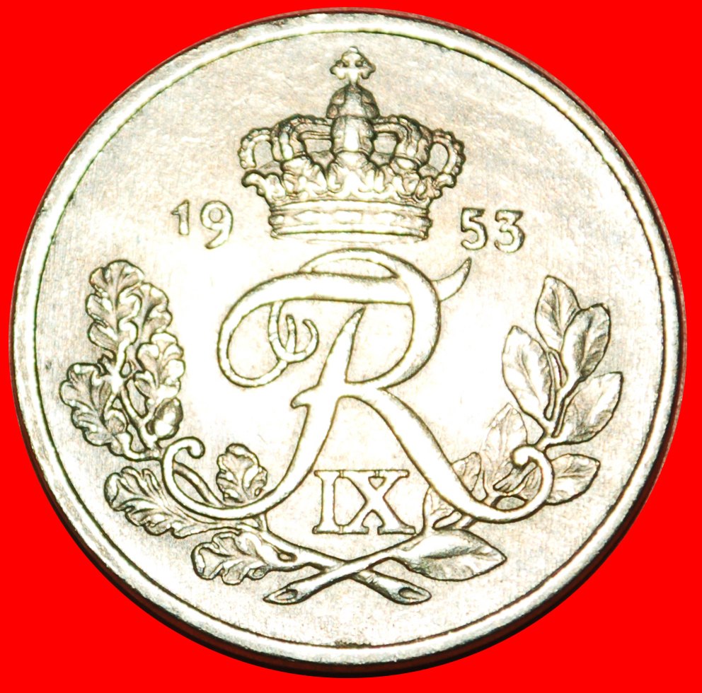  * MONOGRAM (1948-1960): DENMARK ★ 25 ORE 1953! FREDERICK IX (1899-1972) LOW START! ★ NO RESERVE!   