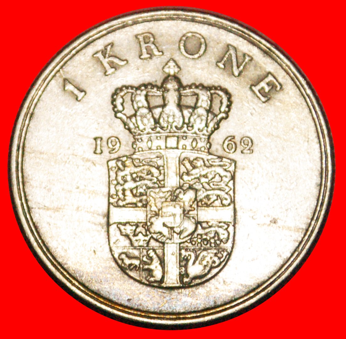  * GRÖNLAND und FÄRÖER (1960-1972): DÄNEMARK ★ 1 KRONE 1962! FREDERIK IX. (1899-1972) OHNE VORBEHALT!   