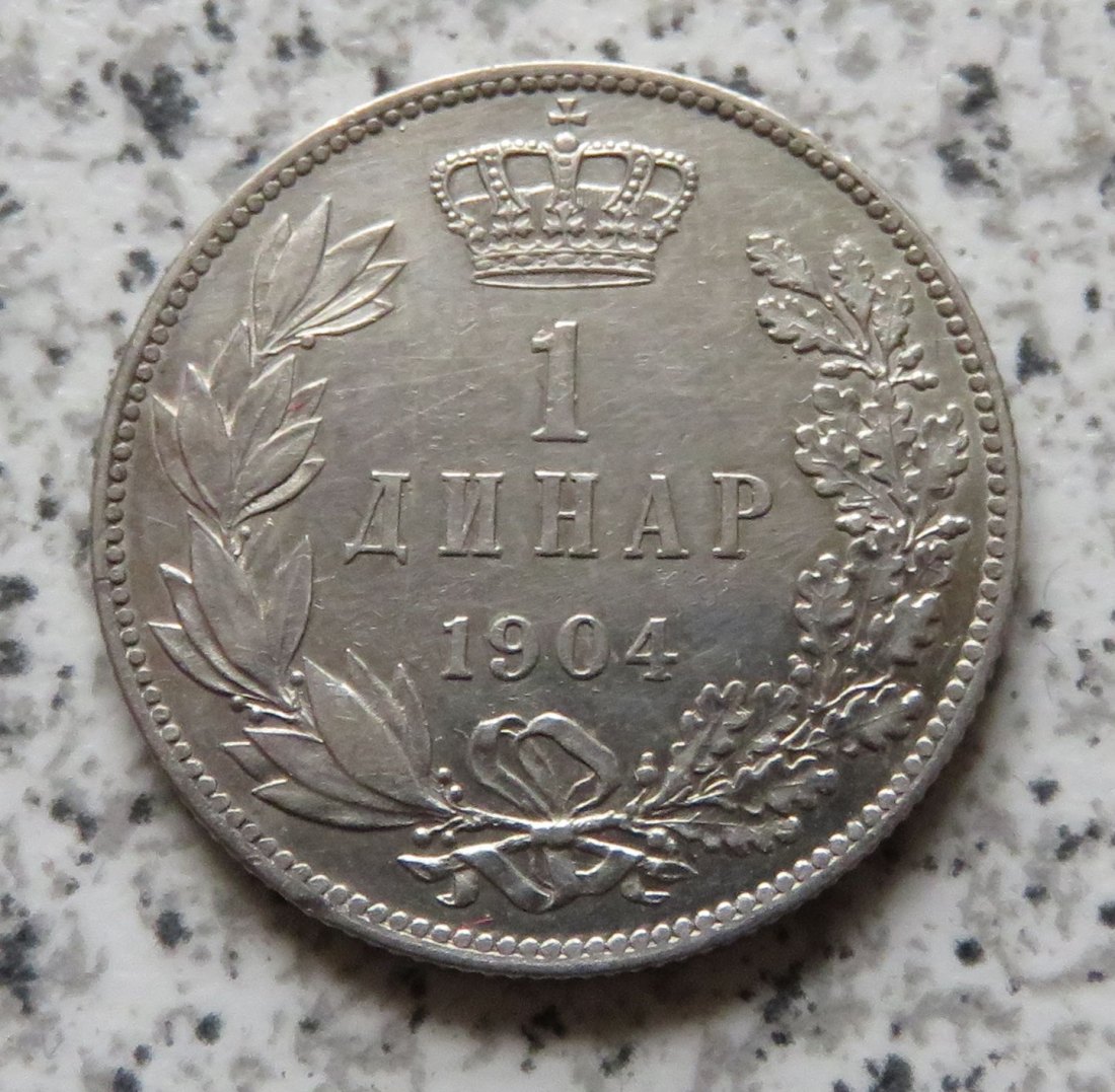  Serbien 1 Dinar 1904, Erhaltung   