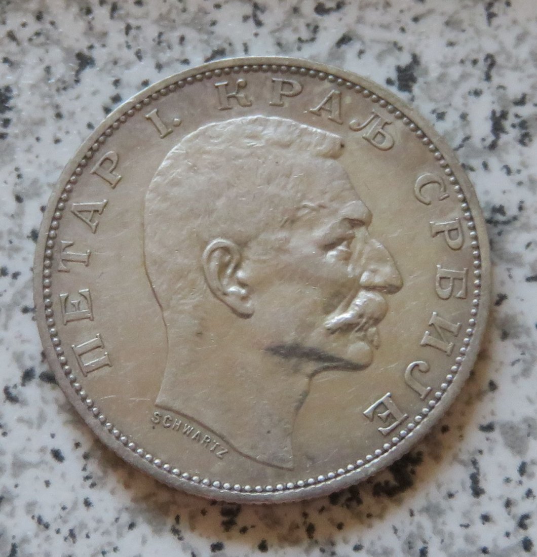  Serbien 2 Dinar 1904, Erhaltung   