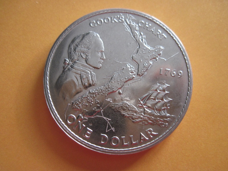  1 Dollar Neuseeland 1969 Elizabeth II. Captain Cook's Charts 200 Jahre   