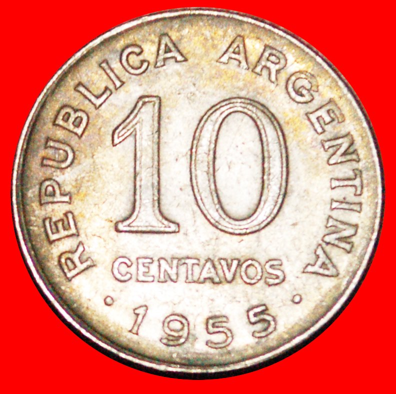  * SAN MARTIN (1778-1850): ARGENTINIEN ★ 10 CENTAVOS 1955! OHNE VORBEHALT!   