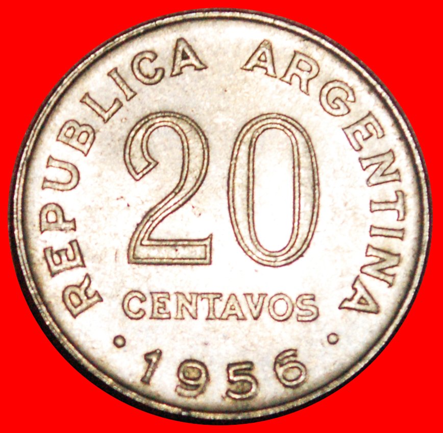  * SAN MARTIN (1778-1850): ARGENTINIEN ★ 20 CENTAVOS 1956! OHNE VORBEHALT!   