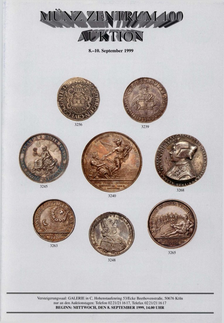  Münzzentrum (Köln) Auktion 100 (1999) Römische Republik -Imperatorische Prägungen / Köln Mittelalter   