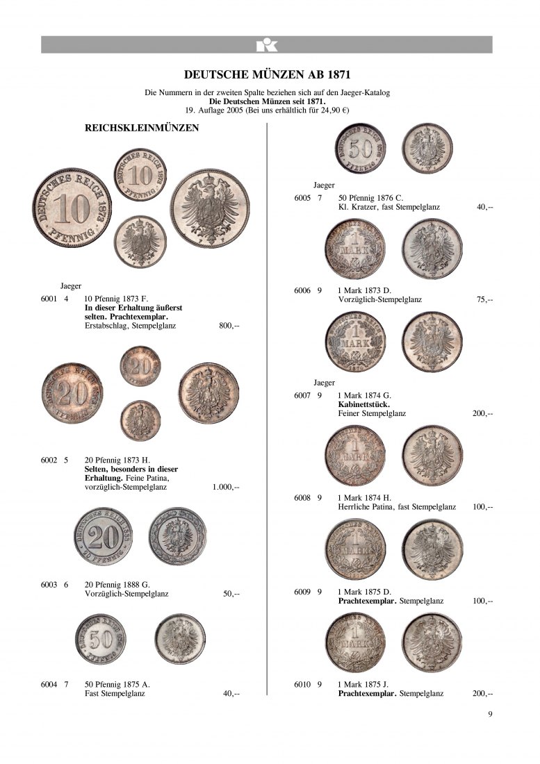  Künker (Osnabrück) 114 (2006) Deutsche Münzen ab 1871 in Gold und Silber, Orden und Ehrenzeichen   