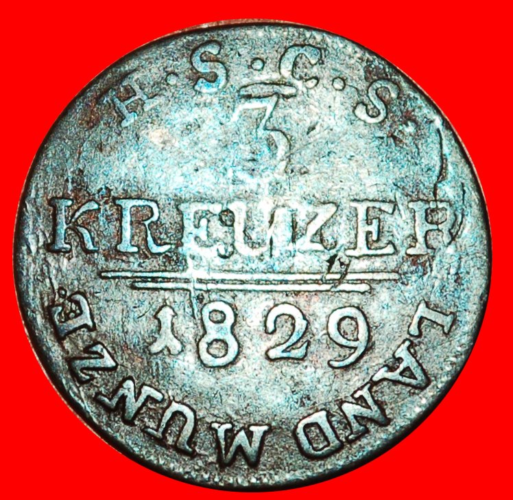 * SACHSEN-COBURG-GOTHA:GERMANY★3 KREUZER 1829S RARE★ERNEST I (1826-1844) TO BE PUBLISHED★NO RESERVE!
