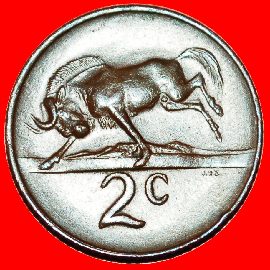  * DISCOVERY COIN ENGLISH LEGEND with WILDEBEEST: SOUTH AFRICA ★ 2 CENTS 1966! LOW START!★NO RESERVE!   