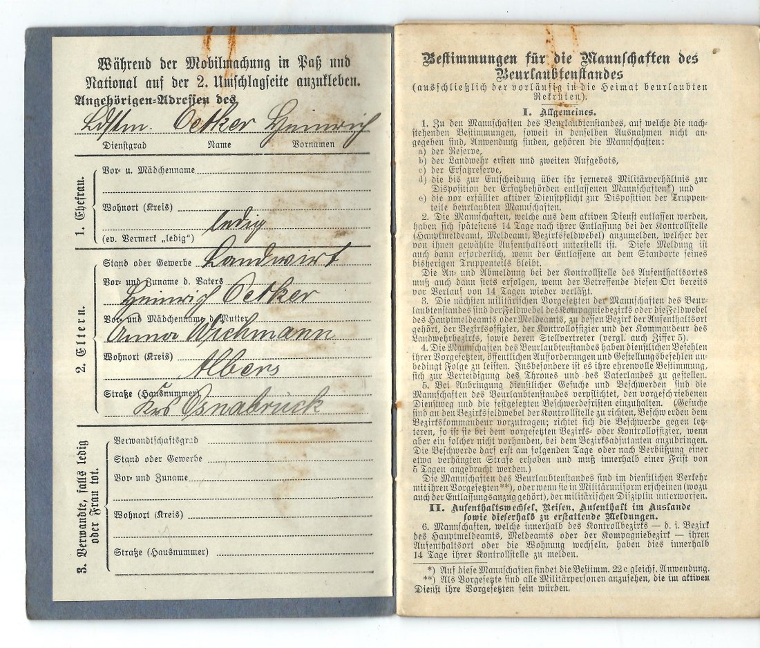 Militaria Orden I WK Militärpaß eines Soldaten Goldankauf Koblenz Frank Maurer H104   