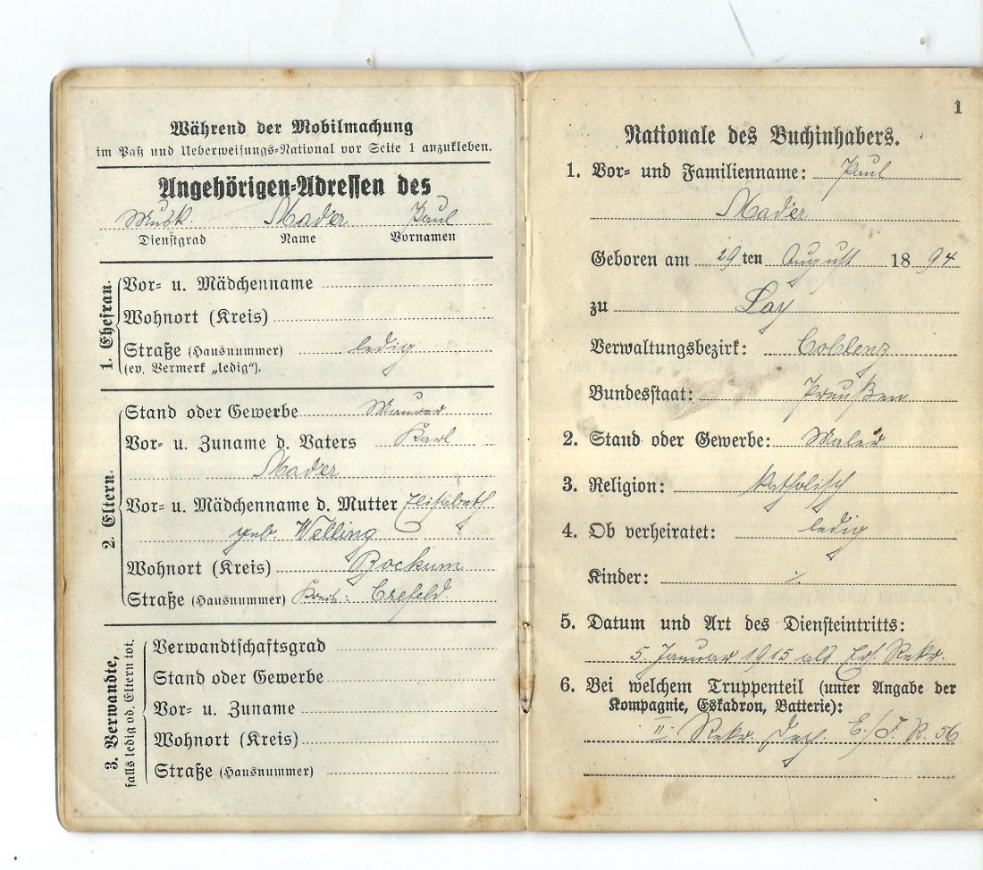  Militaria Orden I WK Militärpass eines Soldaten Goldankauf Koblenz Frank Maurer H106   