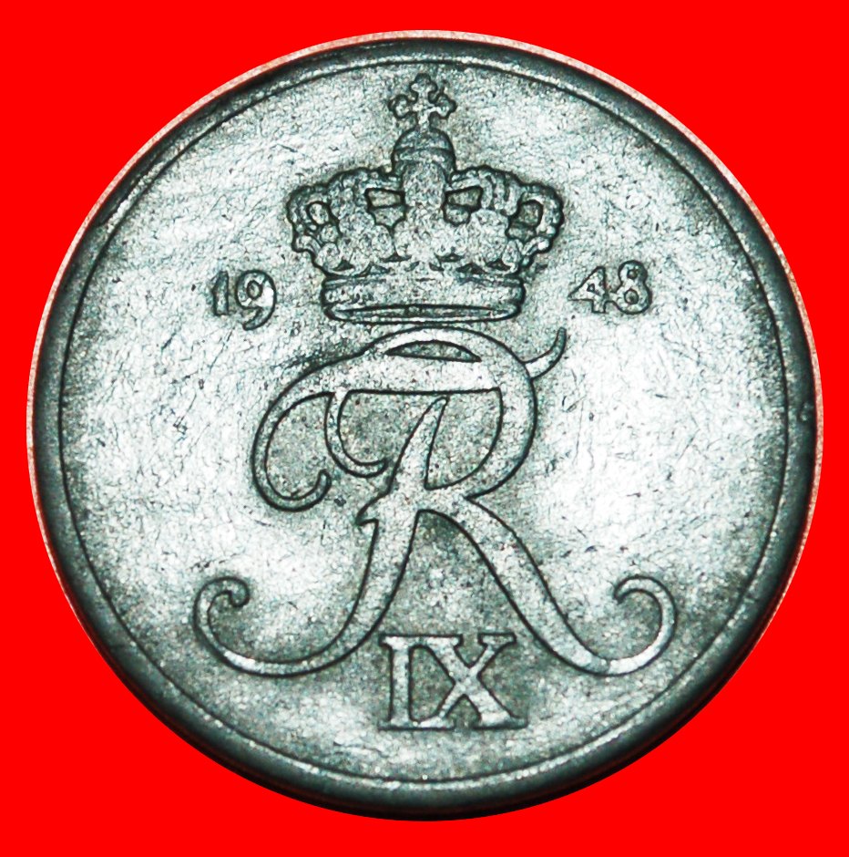  * MONOGRAMM Frederik IX (1899-1972): DÄNEMARK ★ 2 OERE 1948! OHNE VORBEHALT!   