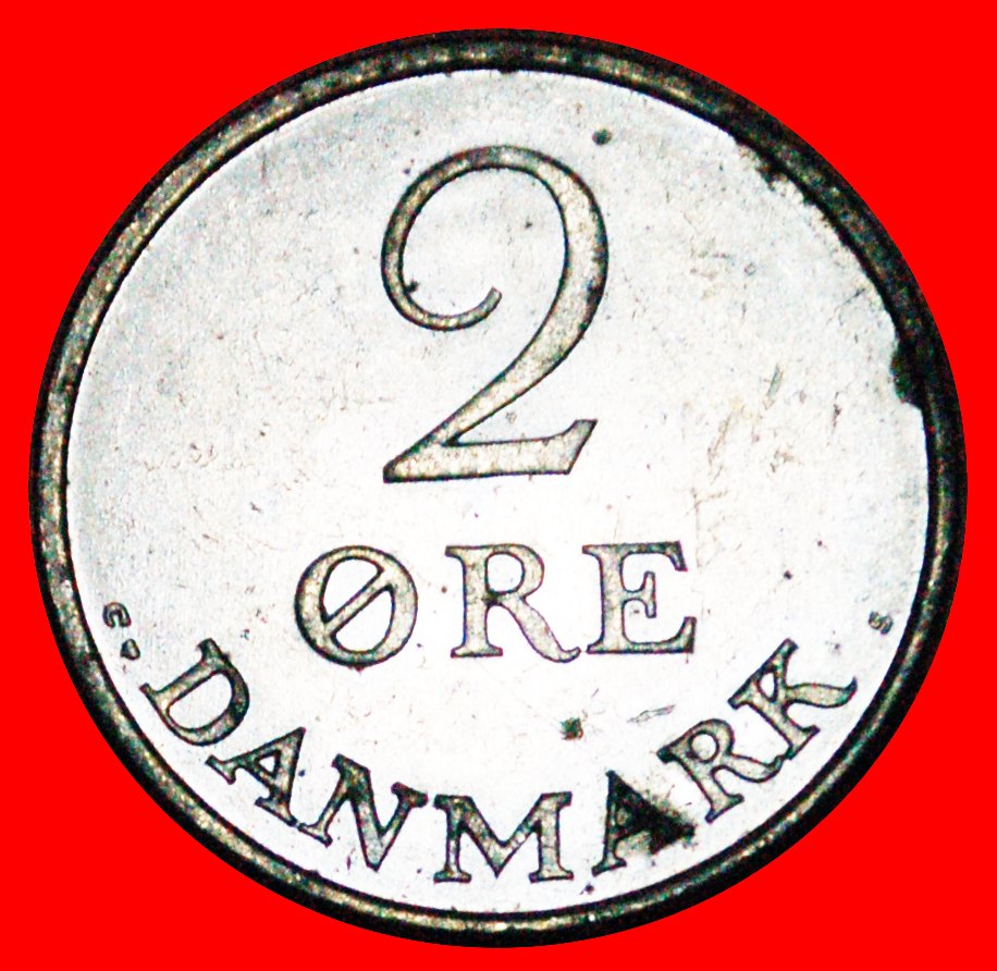  * MONOGRAM Frederik IX (1899-1972): DENMARK ★ 2 ORE 1969 MINT LUSTRE SILVER! LOW START ★ NO RESERVE!   