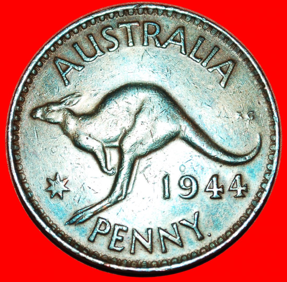  * KANGAROO RIGHT WARTIME (1939-1945): AUSTRALIA ★ 1 PENNY 1944 PERTH!  LOW START ★ NO RESERVE!   