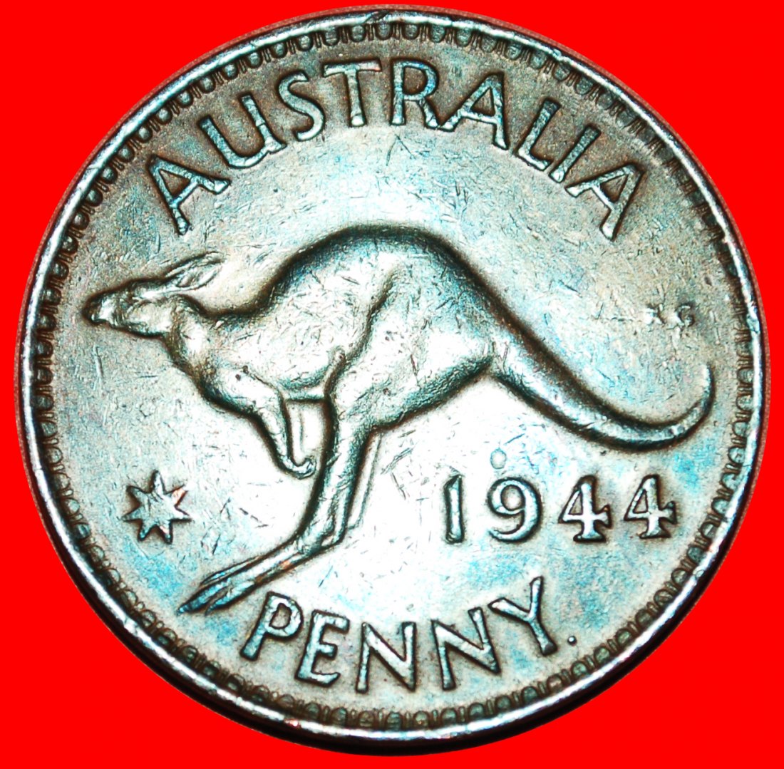  * KRIEGSZEIT (1939-1945): AUSTRALIEN ★ 1 PENNY 1944 PERTH! KÄNGURU RECHT! OHNE VORBEHALT!   