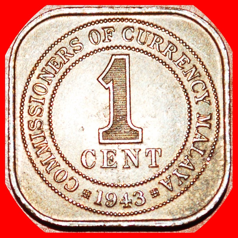 * KRIEGSZEIT (1939-1945): MALAYA ★ 1 CENT 1943 uSTG! OHNE VORBEHALT!