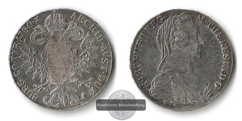  Österreich,  Taler 1780  Maria Theresia (NP)  FM-Frankfurt   Feinsilber: 23,37g   