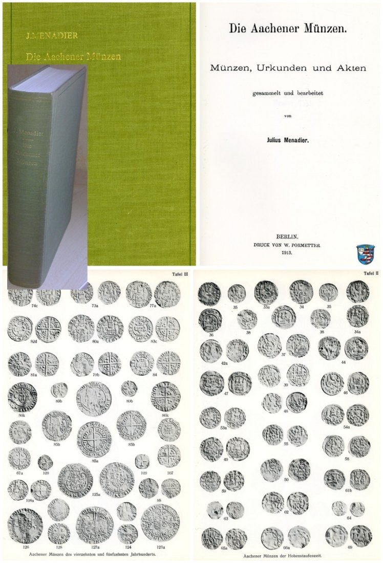  ZITIERWERK - Menadier - Die Aachener Münzen / ND Leinen   