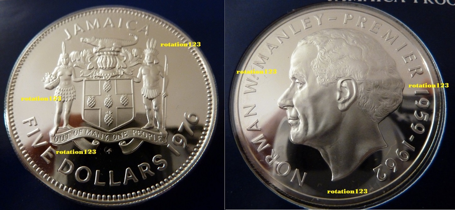  JAMAIKA 5 Dollars 1976 -PP- (Silber) N.W. Manley-Premier in OVP 37,58 Gr. Ag   