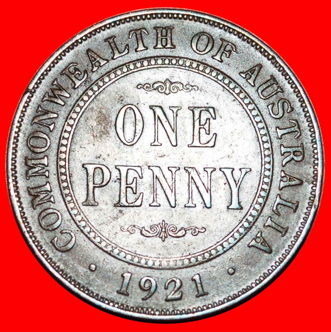 * INDIEN/GROSSBRITANNIEN STEMPEL: AUSTRALIEN ★ 1 PENNY 1921! Georg V. (1911-1936) OHNE VORBEHALT!
