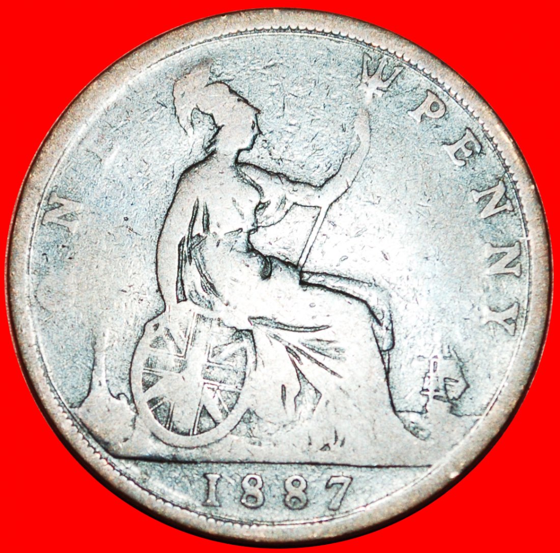 * HERRIN DER SEEN: GROSSBRITANNIEN ★ PENNY 1887 SCHIFF! Victoria (1837-1901) OHNE VORBEHALT!