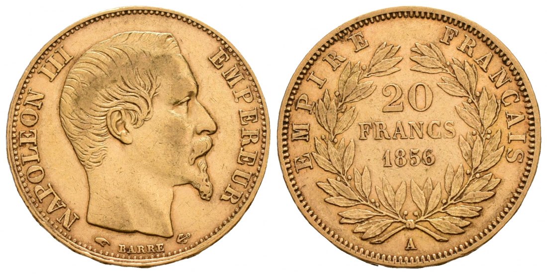 PEUS 6257 Frankreich 5,81 g Feingold. Napoleon III. (1852 - 1870) 20 Francs GOLD 1856 A Sehr schön