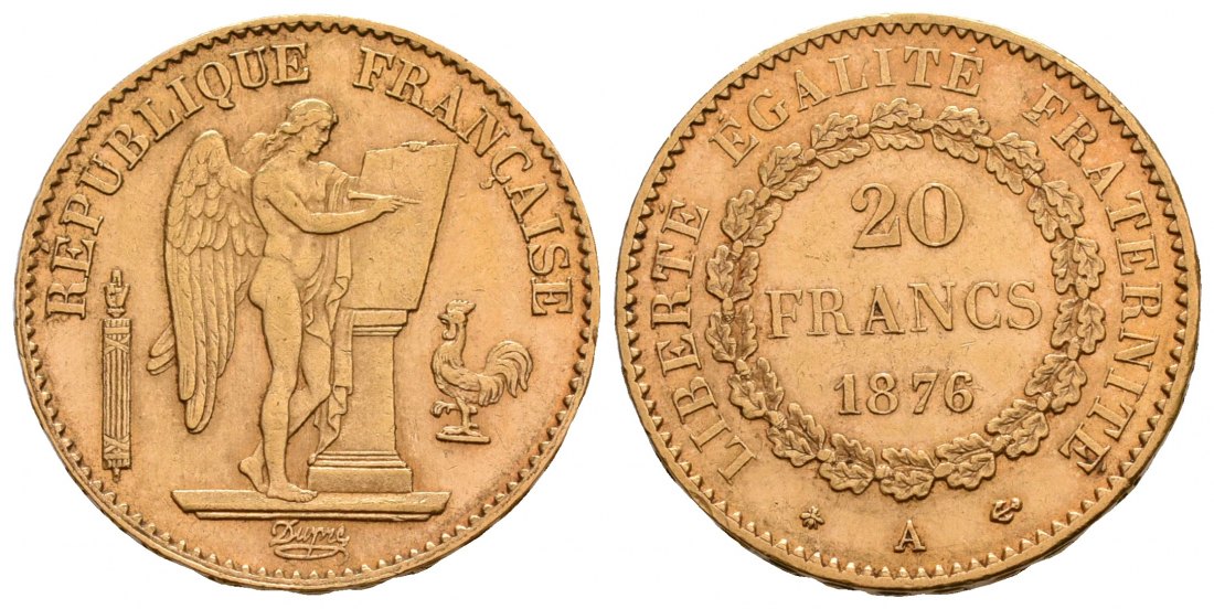 PEUS 6259 Frankreich 5,81 g Feingold. Dritte Republik (1871-1940) 20 Francs GOLD 1876 A Sehr schön