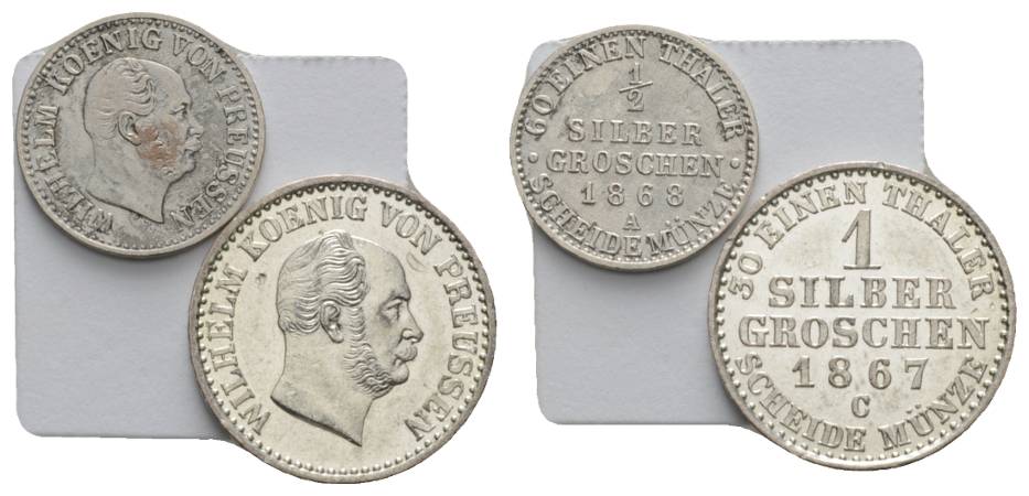  Altdeutschland; 2 Kleinmünzen 1867/1868   