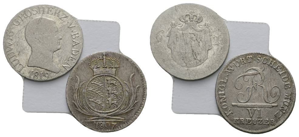  Altdeutschland; 2 Kleinmünzen 1807/1819   