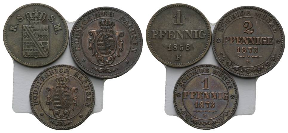  Altdeutschland; 3 Kleinmünzen 1856-1873   