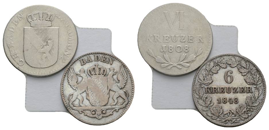  Altdeutschland; 2 Kleinmünzen 1808/1848   