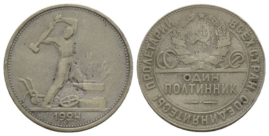  Ausland; Russland; 1/2 Rubel 1924   