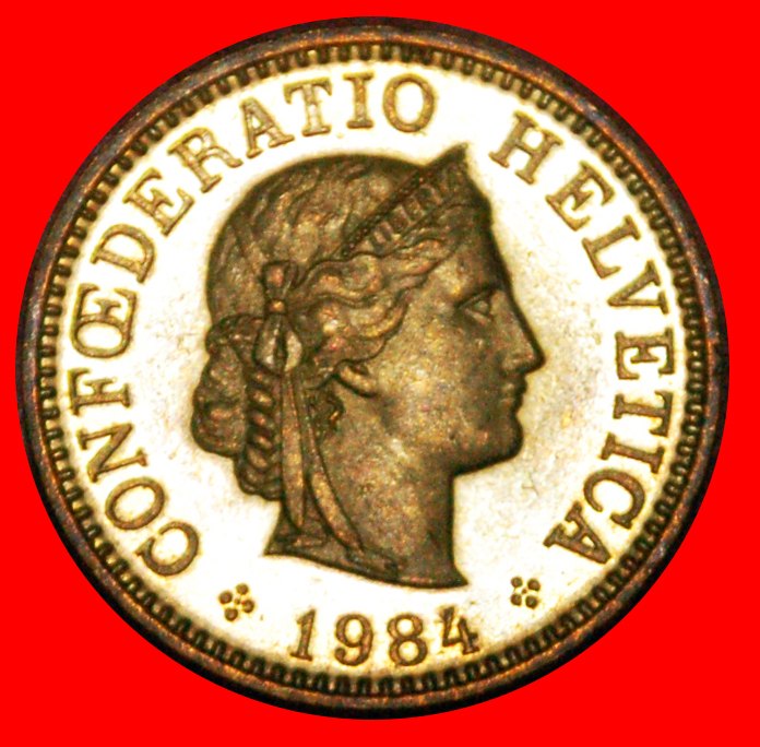 * LIBERTY (1879-2021): SWITZERLAND ★ 5 RAPPEN 1984 UNC MINT LUSTER! LOW START★NO RESERVE!