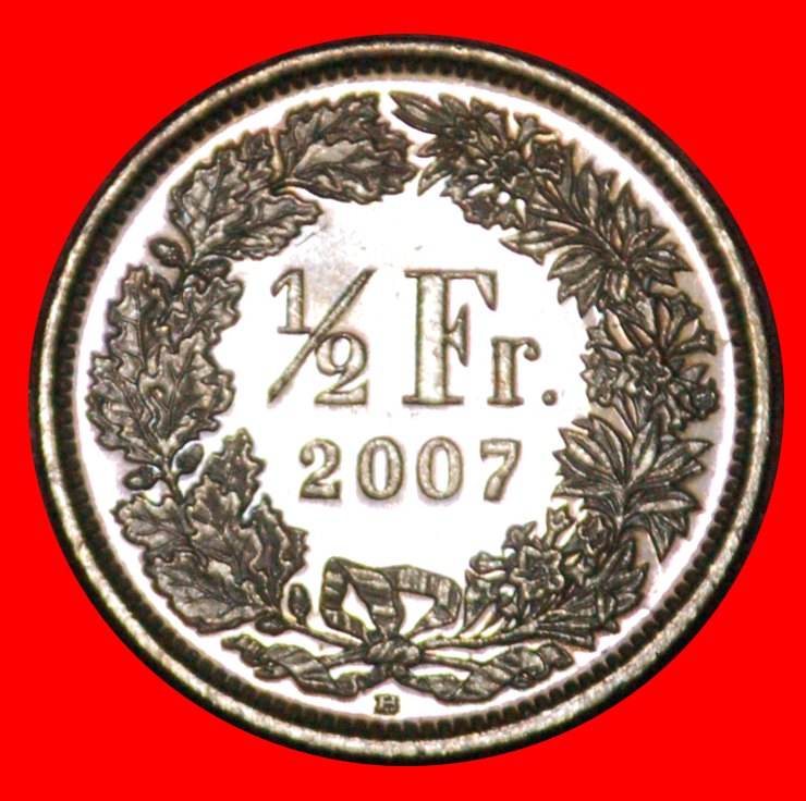 * WITH STAR (1983-2021): SWITZERLAND ★ 1/2 FRANC 2007B MINT LUSTRE! LOW START★NO RESERVE!