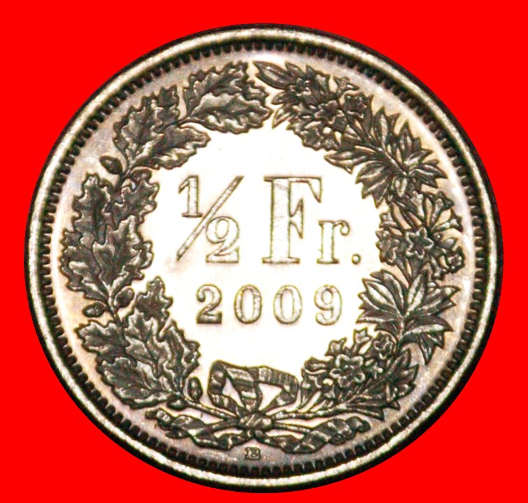 * WITH STAR (1983-2021): SWITZERLAND ★ 1/2 FRANC 2009B UNC MINT LUSTRE! LOW START★NO RESERVE!