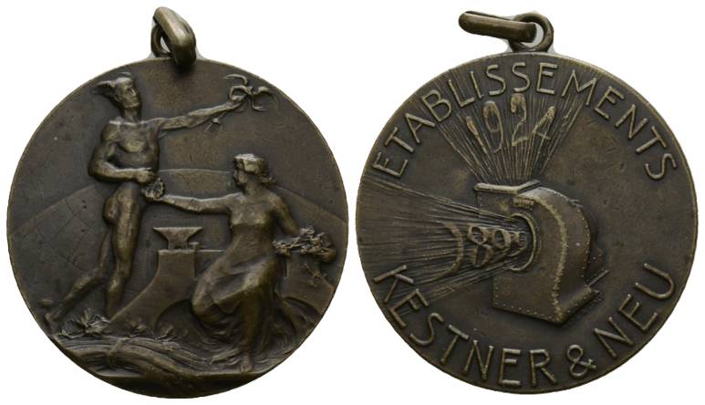  Medaille 1924; Bronze; tragbar; 22,90 g; Ø 39,21   