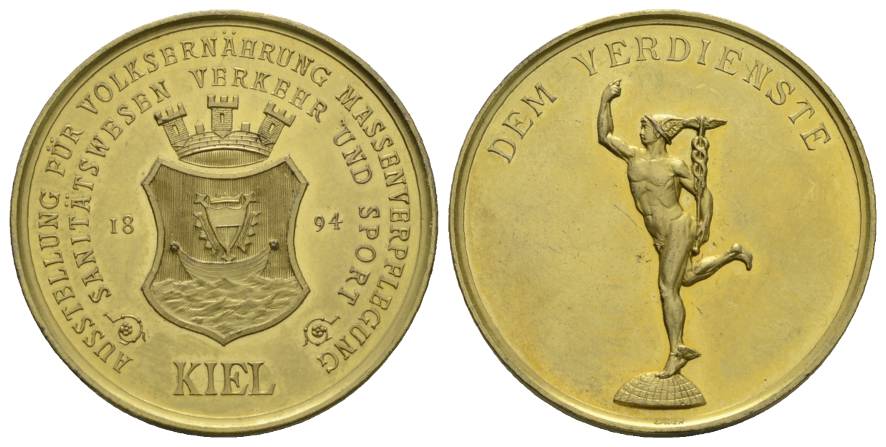  Kiel; Medaille 1894;vergoldete Bronze; 13,66 g; Ø 33,36 mm   