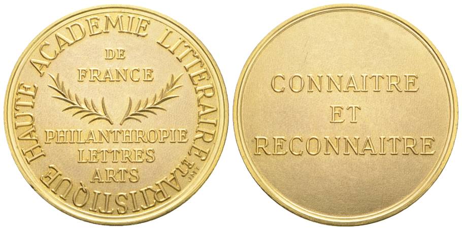  Frankreich, moderne Medaille, Bronze vergoldet; Ø 69,90 mm; 165,15 g   