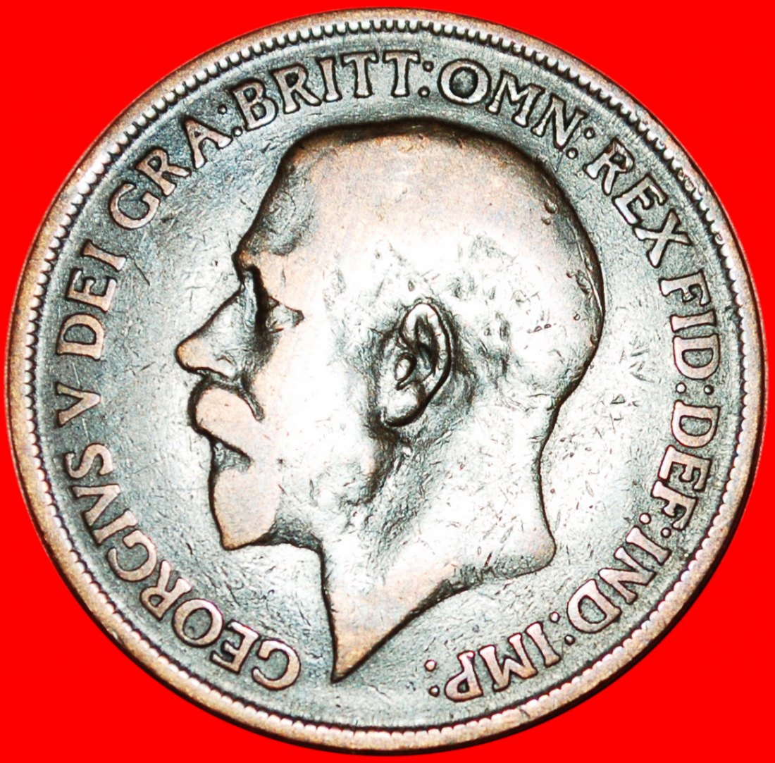 Ⰶ MISTRESS OF SEAS: UNITED KINGDOM ★ PENNY 1916! GEORGE V (1911-1936) LOW START! ★ NO RESERVE!   