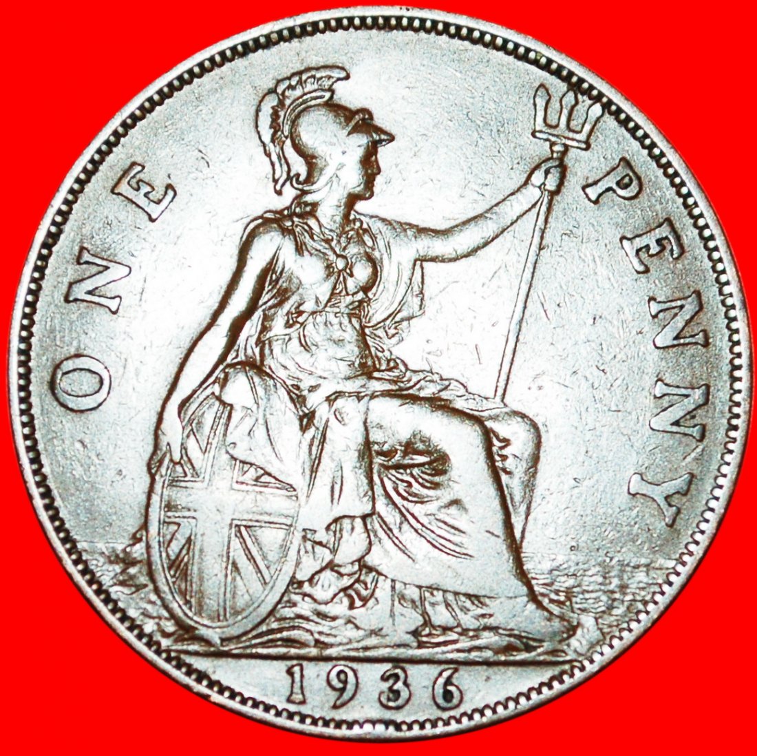  * MISTRESS OF SEAS: UNITED KINGDOM ★ PENNY 1936! GEORGE V (1911-1936) LOW START! ★ NO RESERVE!   