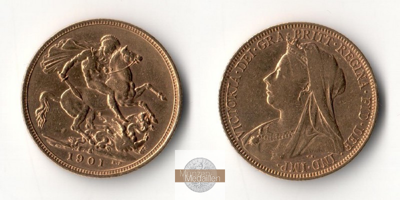 Grossbritannien  Sovereign MM-Frankfurt Feingold: 7,32g Victoria 1901 