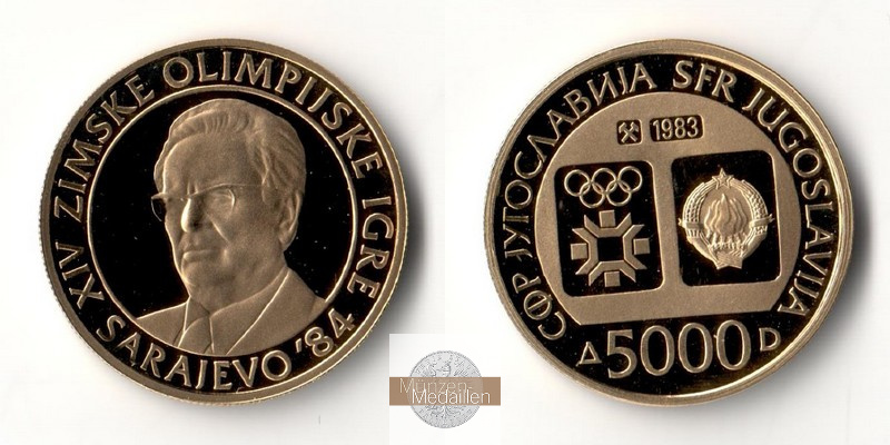 Jugoslawien MM-Frankfurt Feingold: 7,20g 5000 Dinara 1983 